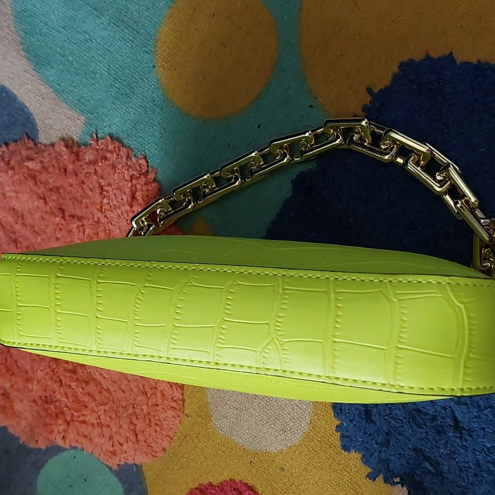 Aldo Neon Yellow/Green Crocodile Heels Sz 10 + Mathching Unbranded Bag - Picture 11 of 16